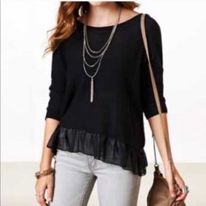 American Eagle Black Knit with Ruffle Detail